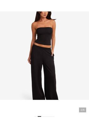 Women's Black Wide-Leg Lounge Pants